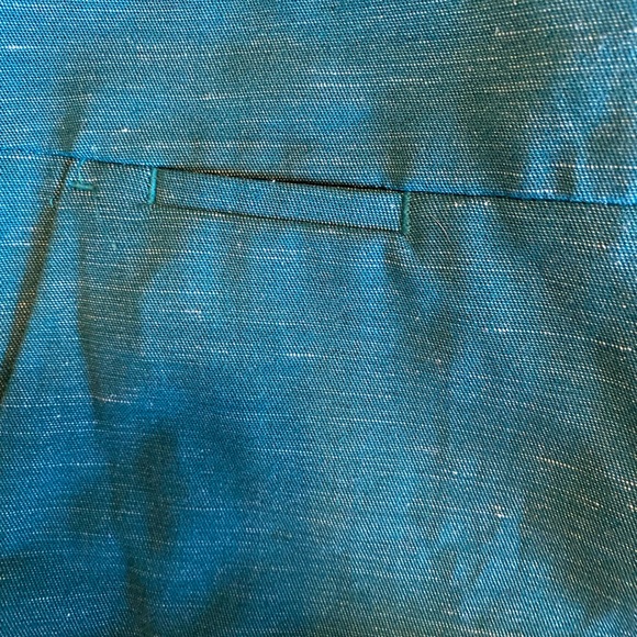 LOFT Pants Womens 12 Blue Marisa Ankle Linen Blend Stretch Tapered Office Career - Picture 7 of 12